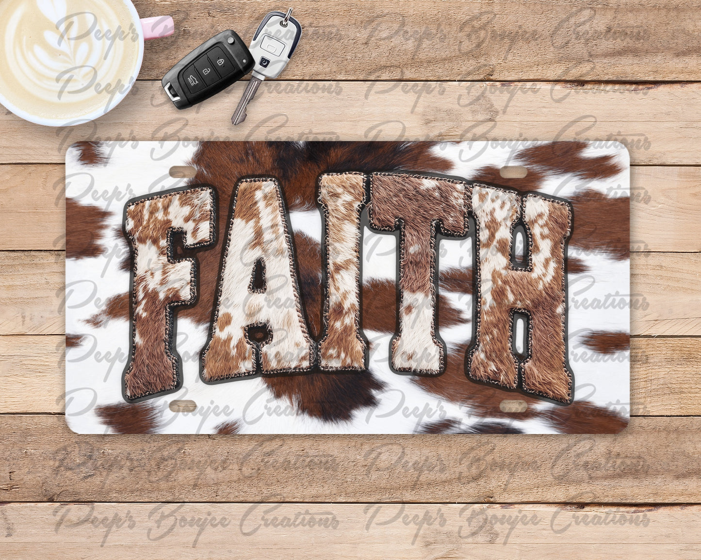 Faith Cow Print License Plate