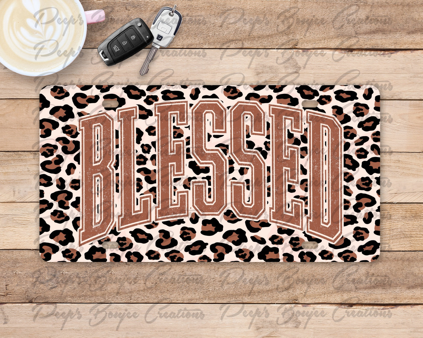 Blessed Leopard Print License Plate