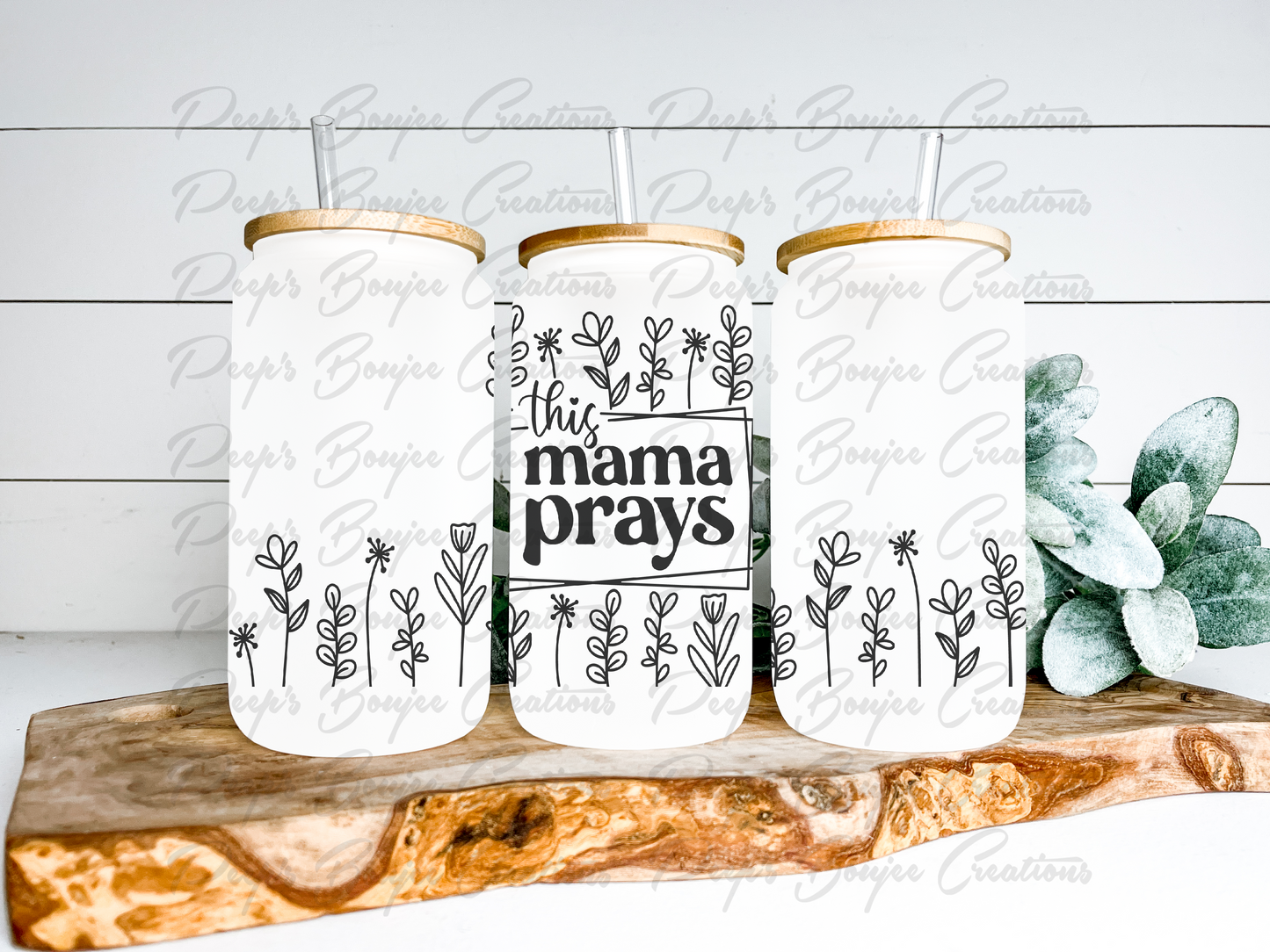 This Mama Prays 16oz Glass