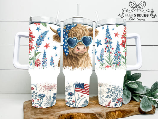Highland Cow USA 40oz Tumbler