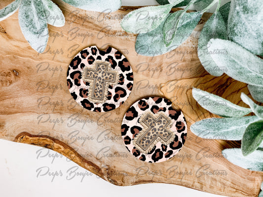 Leopard Cross Car Coasters