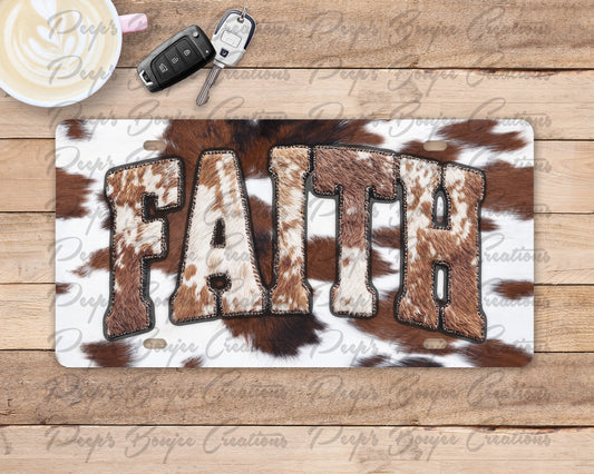 Faith Cow Print License Plate