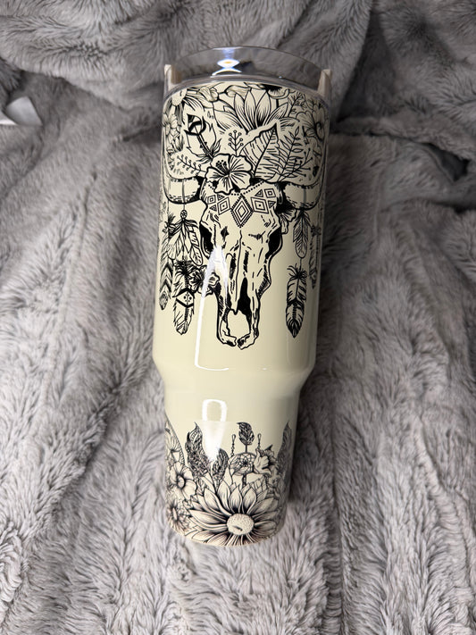Western Bull Skull 40oz Tumbler