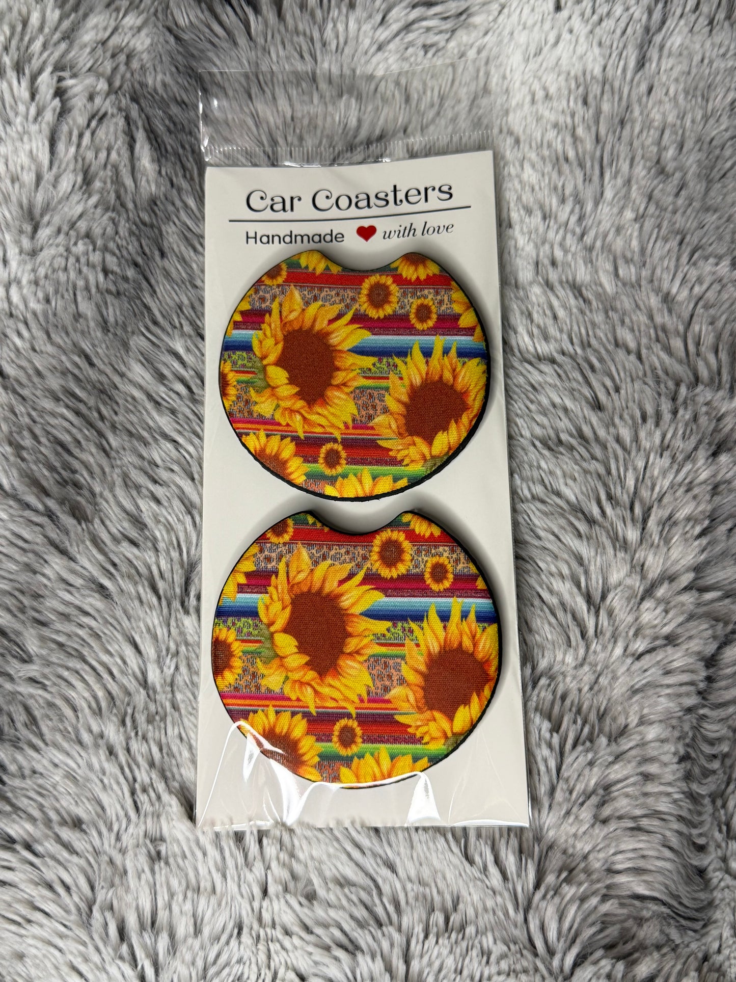 Sunflower Serape Car Coasters