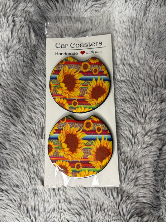Sunflower Serape Car Coasters