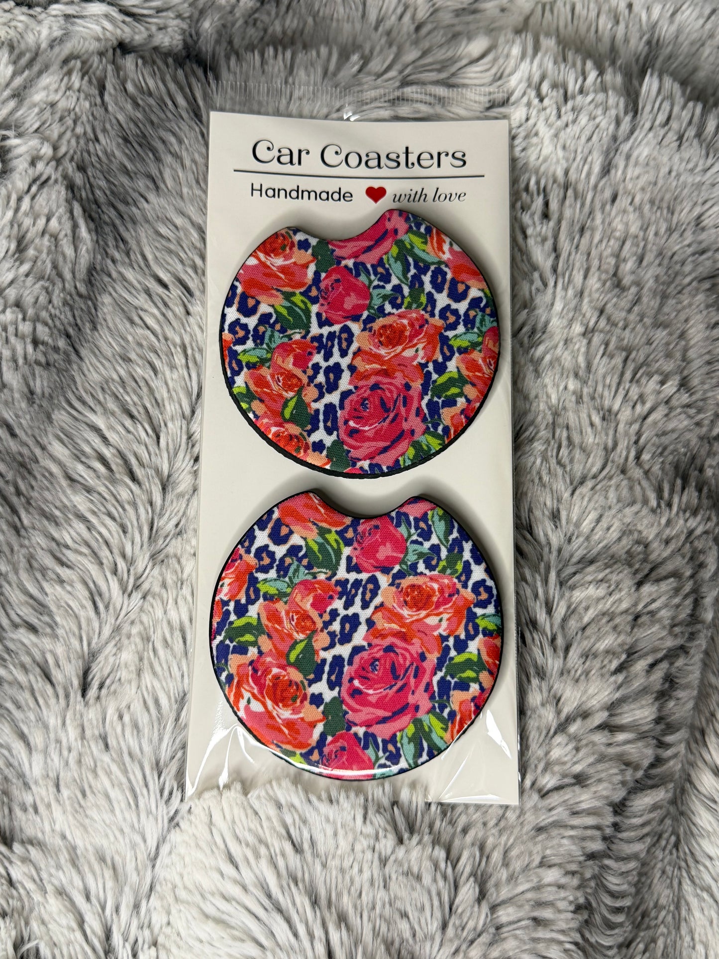 Leopard Floral Car Coasters